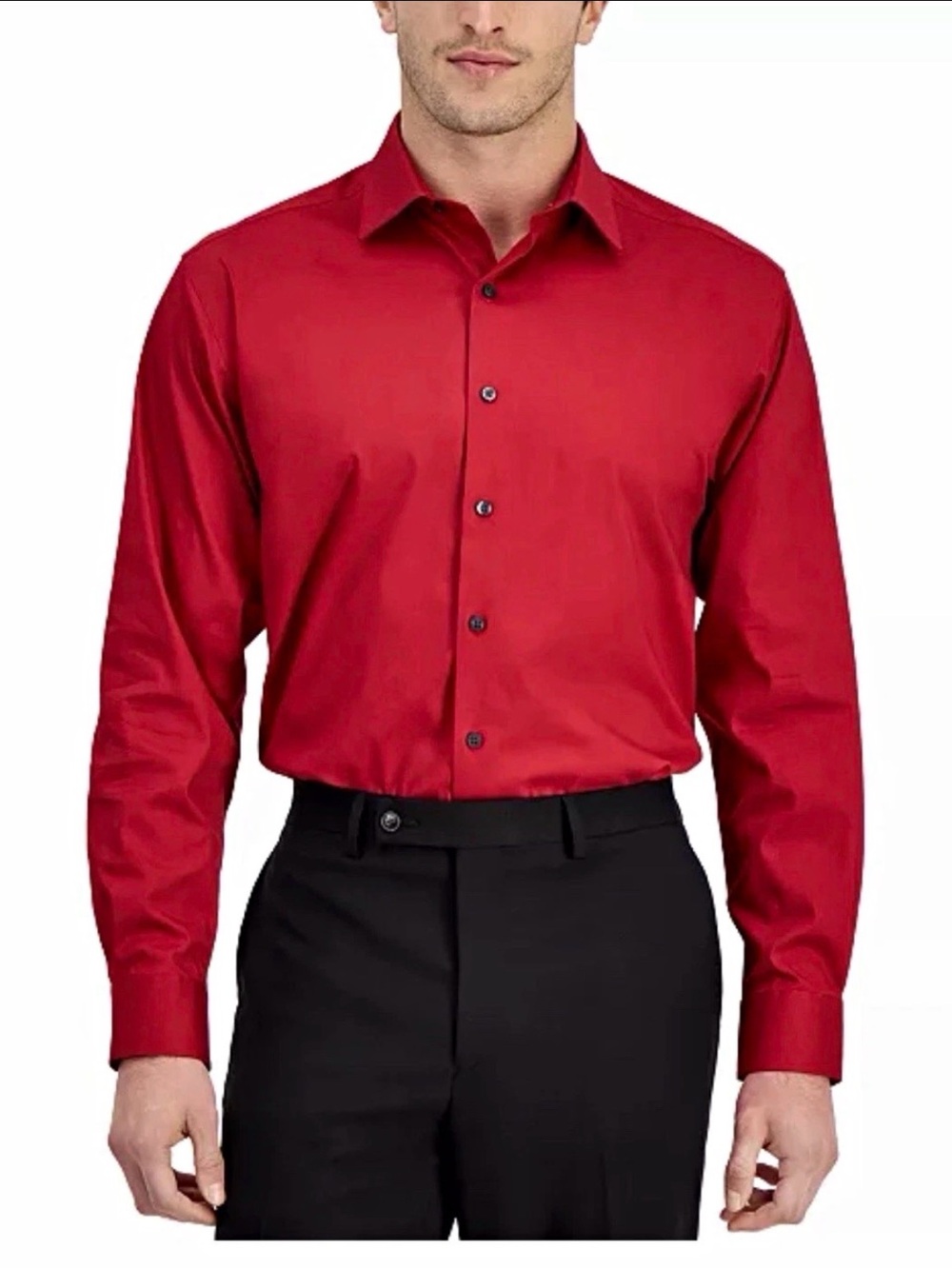 Alfani Spectrum Slim Fit Stretch Red Dress Shirt M 15-15 1/2 34/35